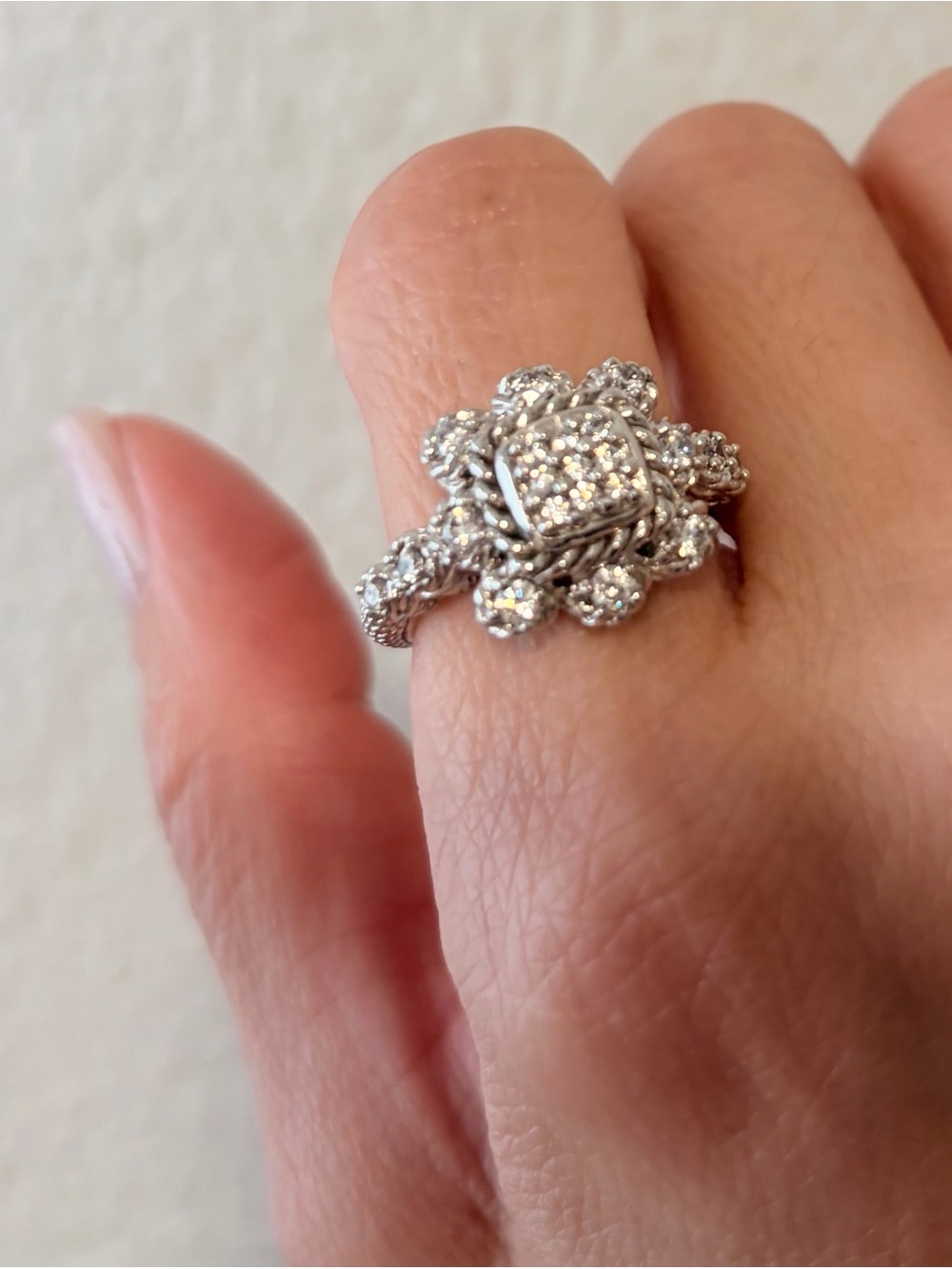 Judith Ripka Silver Floral Cluster Ring - Picture 3 of 7